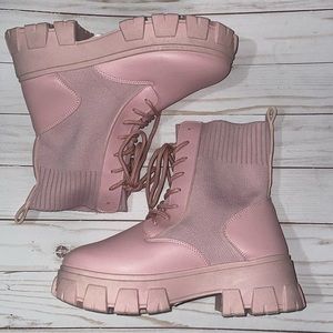Pink chunky boots